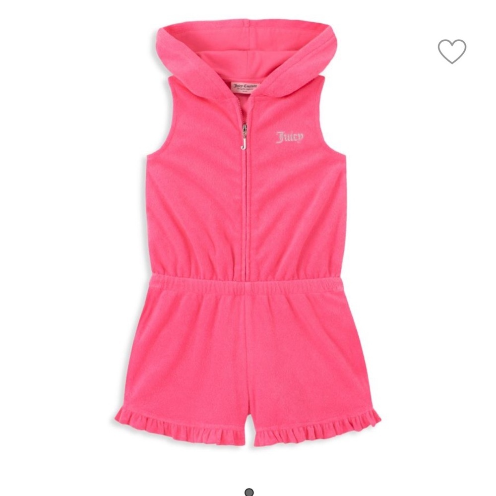 JUICY COUTURE Little Girl's Hooded Cotton-Blend terry cloth pink Romper size 18M